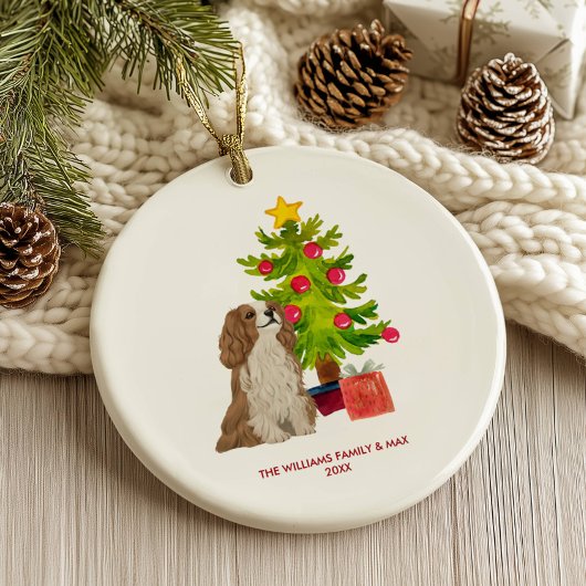 Spaniel Hond Gepersonaliseerde Kerstmis Keramisch Ornament