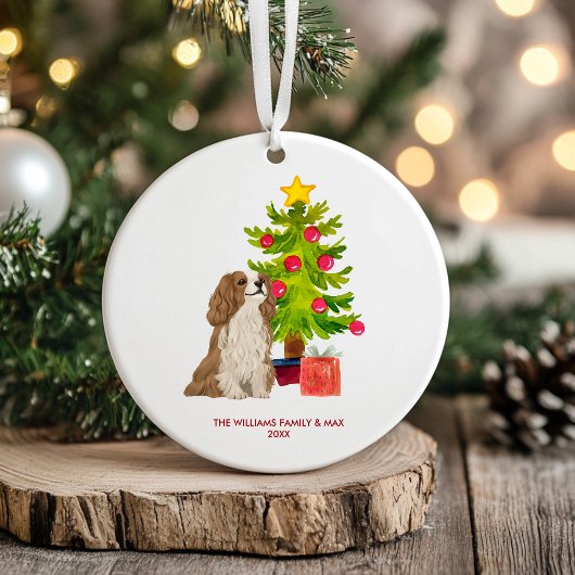 Spaniel Hond Gepersonaliseerde Kerstmis Keramisch Ornament