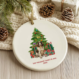 Spaniel Hond Gepersonaliseerde Kerstmis Keramisch Ornament