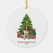 Spaniel Hond Gepersonaliseerde Kerstmis Keramisch Ornament (Voorkant)