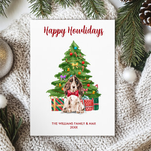 Spaniel Hondenfamilie Kerstmis Feestdagenkaart