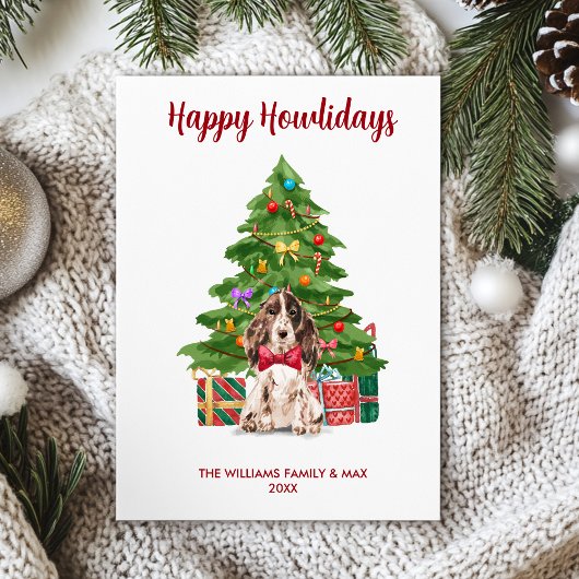 Spaniel Hondenfamilie Kerstmis Feestdagenkaart