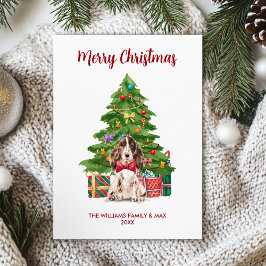 Spaniel Hondenfamilie Kerstmis Feestdagenkaart