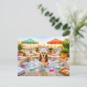 Spaniel in wellnesszwembad briefkaart (Staand voorkant)