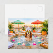 Spaniel in wellnesszwembad briefkaart (Voorkant / Achterkant)