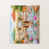 Spaniel in wellnesszwembad legpuzzel (Verticaal)