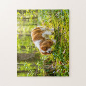 Spaniel loopt door een heldere lentebos legpuzzel (Verticaal)
