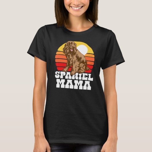 Spaniel Mama Cute Retro Cocker 80s Sunset  T-shirt (Voorkant)