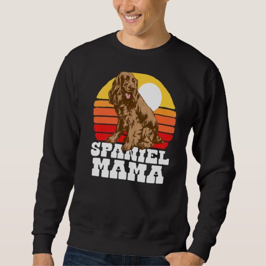 Spaniel Mama Cute Retro Cocker 80s Sunset Trui (Voorkant)