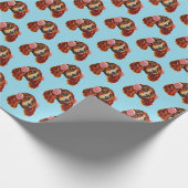 Spaniel met roze oorbeschermers cadeaupapier (Hoek)