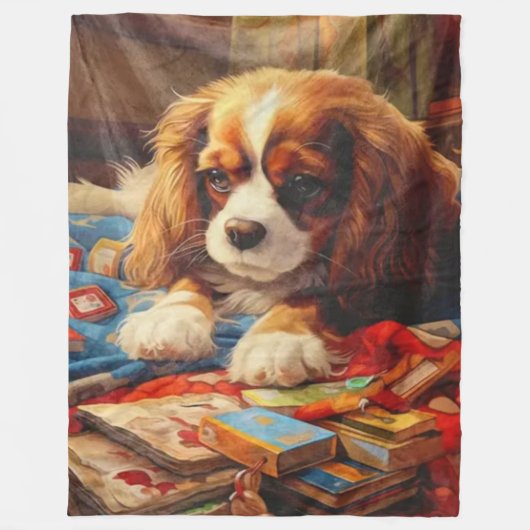 SPANIEL PUPPY FLEECE DEKEN (Voorkant)