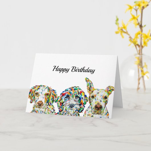 Spaniel Sheepadoodle Pitbull Birthday Kaart (Gele Bloem)