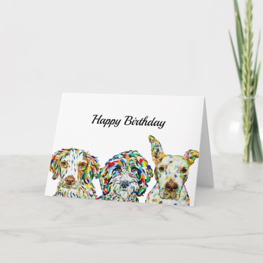Spaniel Sheepadoodle Pitbull Birthday Kaart (Voorkant)