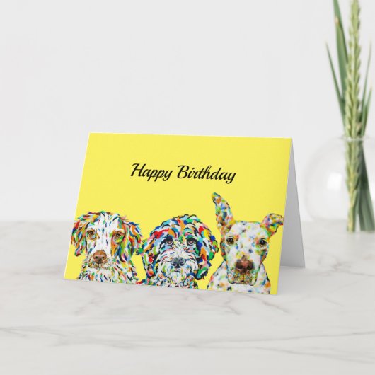 Spaniel Sheepadoodle Pitbull Birthday Kaart (Voorkant)