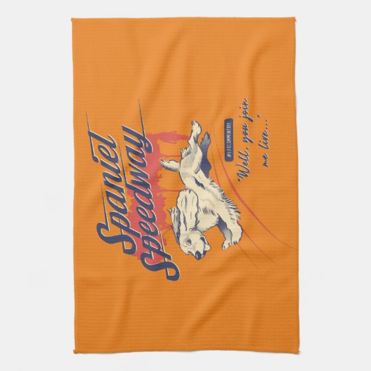 Spaniel Speedway #LifeCommentaar Theedoek (Verticaal)