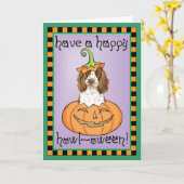 Spaniel van de Aanzetsteen van Halloween het Kaart (Gele Bloem)