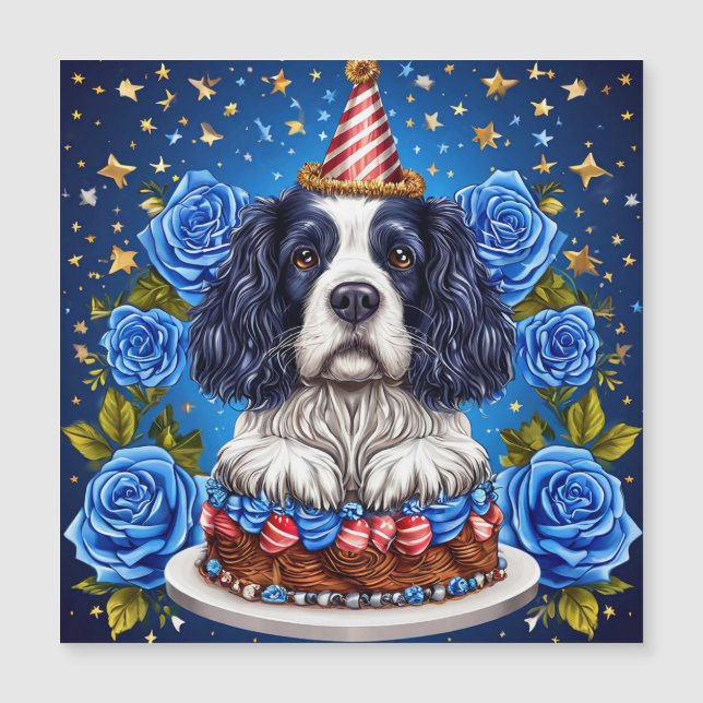Spaniel Verjaardag Hond Feestelijke Party (Voorkant)