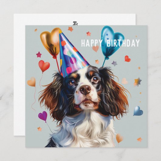 Spaniel Verjaardag Kaart, Springer, Cocker, Cavali Feestdagenkaart (Voorkant / Achterkant)