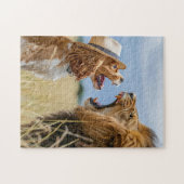 Spaniel vs Leeuw In Savanne Legpuzzel (Horizontaal)
