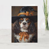 Spaniel Witch Halloween Feestdagen Kaart (Voorkant)