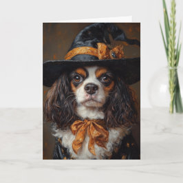 Spaniel Witch Halloween Feestdagen Kaart