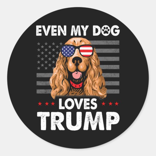 Spaniel Zelfs mijn hond houdt van Trump grappig Ronde Sticker (Voorkant)