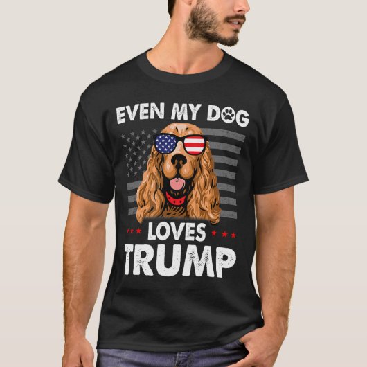 Spaniel Zelfs mijn hond houdt van Trump grappig T-shirt (Voorkant)