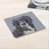 Spanielhond mengt huisdier portret kartonnen onderzetters (Schuin)