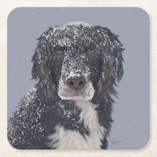 Spanielhond mengt huisdier portret kartonnen onderzetters