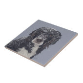 Spanielhond mengt huisdier portret tegeltje (Zijkant)