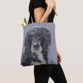 Spanielhond mengt huisdier portret tote bag (Dichtbij)