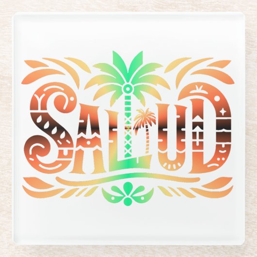 Spanien Urlaub und Feier "SALUD" - Prost Glazen Onderzetter (Voorkant)