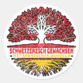 Spanisch Spanisch Schweizer Schweiz Baum Wurzel Ronde Sticker (Voorkant)