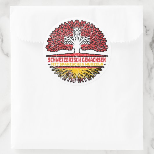 Spanisch Spanisch Schweizer Schweiz Baum Wurzel Ronde Sticker (Tas)