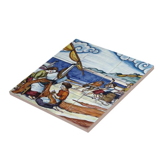 Spanische Fliese Fischer Tegeltje (Zijkant)