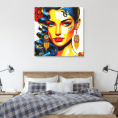 Spanische Schönheit - Pop Farben Portrait Canvas Afdruk (Insitu (Slaapkamer))