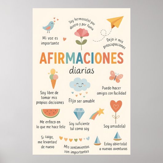 Spanish Affirmations , Therapy Office Decor.School Poster (Voorkant)