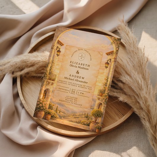 Spanish Archway Romance Wedding Kaart