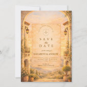 Spanish Archway Romance Wedding Save The Date (Voorkant)