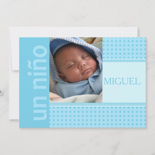 spanish Baby Boy Birth koninklijke bekendmaking Aankondiging (Voorkant)