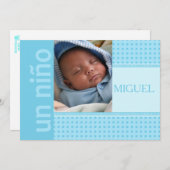 spanish Baby Boy Birth koninklijke bekendmaking Aankondiging (Voorkant / Achterkant)