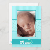 spanish Baby Boy Birth koninklijke bekendmaking Aankondiging (Voorkant / Achterkant)