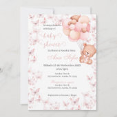 Spanish Baby Shower Invitation Pink Bear Girl Kaart (Voorkant)