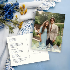 Spanish Blue Shades Overlay Vellum Shapes Photo Briefkaart