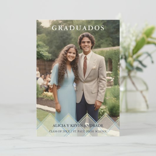 Spanish Blue Shades Overlay Vellum Shapes Photo  Kaart (Staand voorkant)