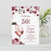 Spanish Blush en Bourgondische Salud Por 50 Anos Kaart (Staand voorkant)
