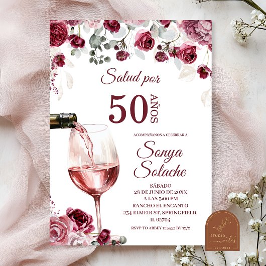 Spanish Blush en Bourgondische Salud Por 50 Anos Kaart