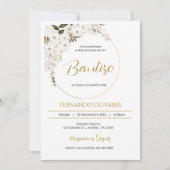 Spanish Boho Baptism Floral invitation Kaart (Voorkant)