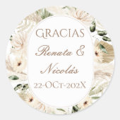 Spanish Boho Wedding round sticker  (Voorkant)
