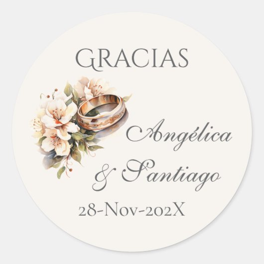 Spanish Boho Wedding round sticker (Voorkant)